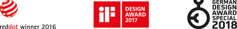 Red Dot Winner 2016, iF Design Award 2017, German Design Award Special 2018